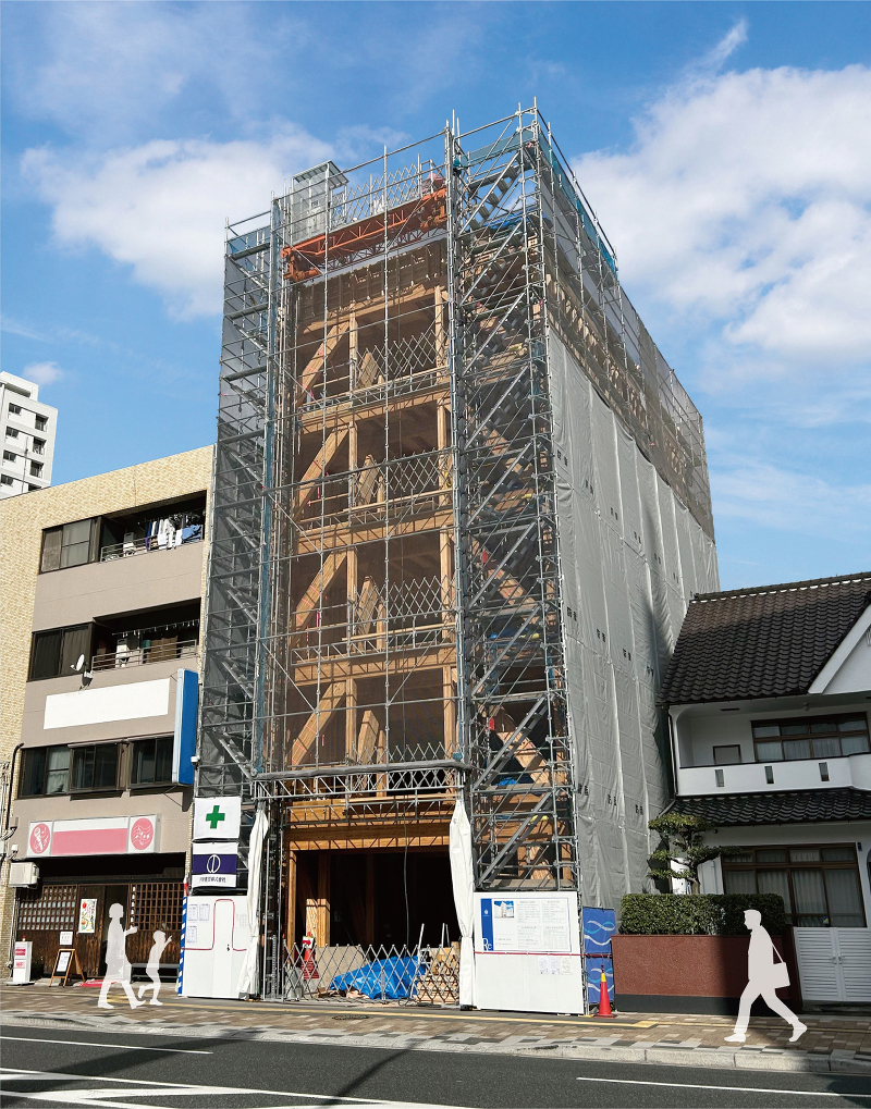 西日本初の純木造軸組工法5階建て　若草町医療ビルプロジェクト構造見学セミナー